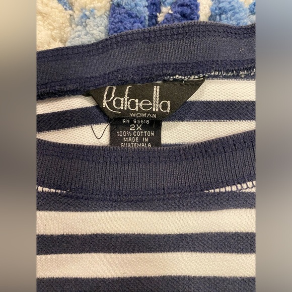 Rafaella Blue and White Short Sleeve Tee - Picture 4 of 4
